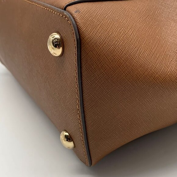 Michael Kors Tan Crosshatch Leather East West Zipper Top Jet Set Tote - Picture 8 of 13